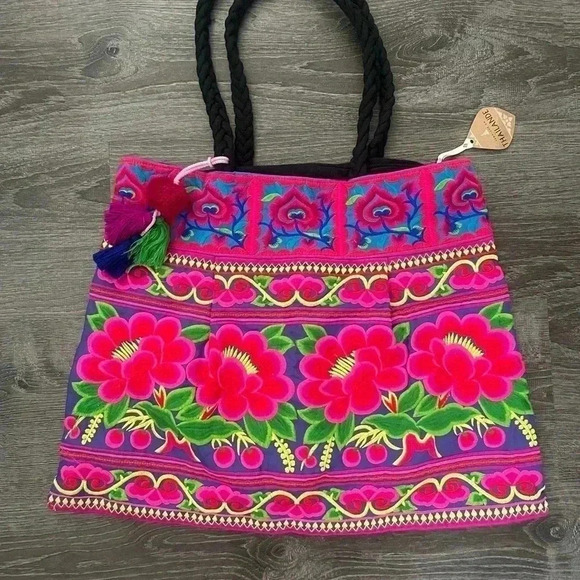 Thailand Floral Embroidered handmade Boho Bag - Picture 2 of 10